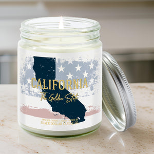 California State Candle - Missing Home and Nostalgia Candle - 9/16oz 100% All - Natural Handmade Soy Wax Candle - Silver Dollar Candle Co all natural soy candle