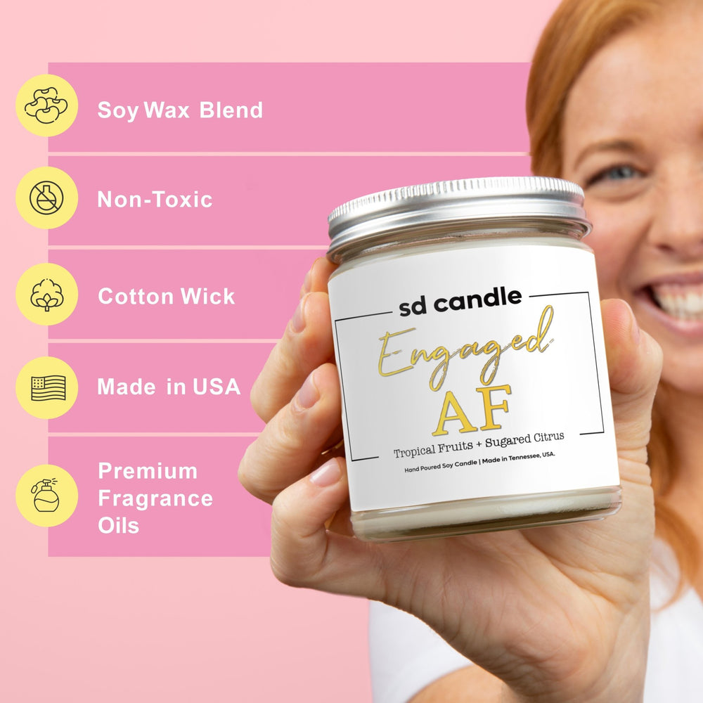 Engaged AF Candle - 9/16oz 100% All - Natural Handmade Soy Wax Candle - Silver Dollar Candle Co all natural soy candle