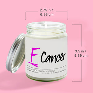 F Cancer Candle - Warm Aromatic Vanilla Scented Candle - Hand - Poured 9oz Soy Wax with Cotton Wick - Sweet, Comforting Vanilla with Caramel Notes - Silver Dollar Candle Co all natural soy candle