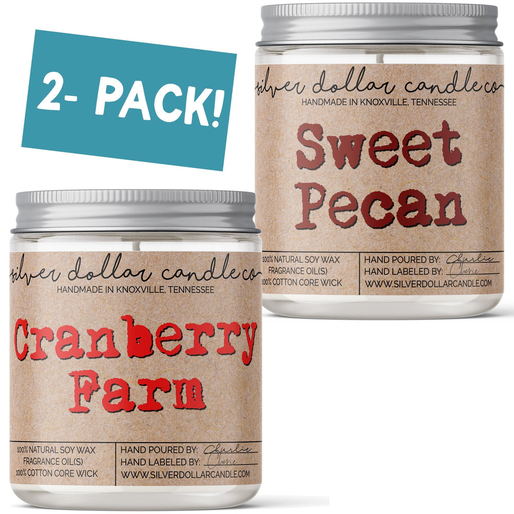 
                  
                    Fall 2 Pack Candle Set - Sweet Pecan + Cranberry Farm - Silver Dollar Candle Co all natural soy candle
                  
                