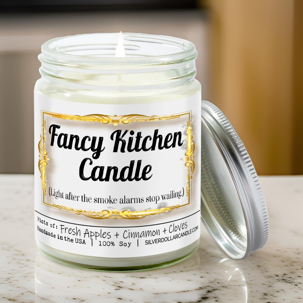 
                  
                    Fancy Kitchen Candle New Home Candle - 'Light After the Smoke Alarms Stop Wailing' | Orchard Spice Scent with Apple, Cloves, & Cinnamon | 9oz Soy Wax, Hand - Poured | Eco - Friendly - Silver Dollar Candle Co all natural soy candle
                  
                