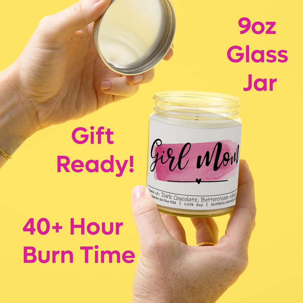 
                  
                    'Girl Mom' Candle for Mom - 9oz Handmade Soy Candle by SD Candle, Chocolate Brownie Scent with Honey & Vanilla Notes, Eco - Friendly, Lead - Free Cotton Wick - Silver Dollar Candle Co all natural soy candle
                  
                