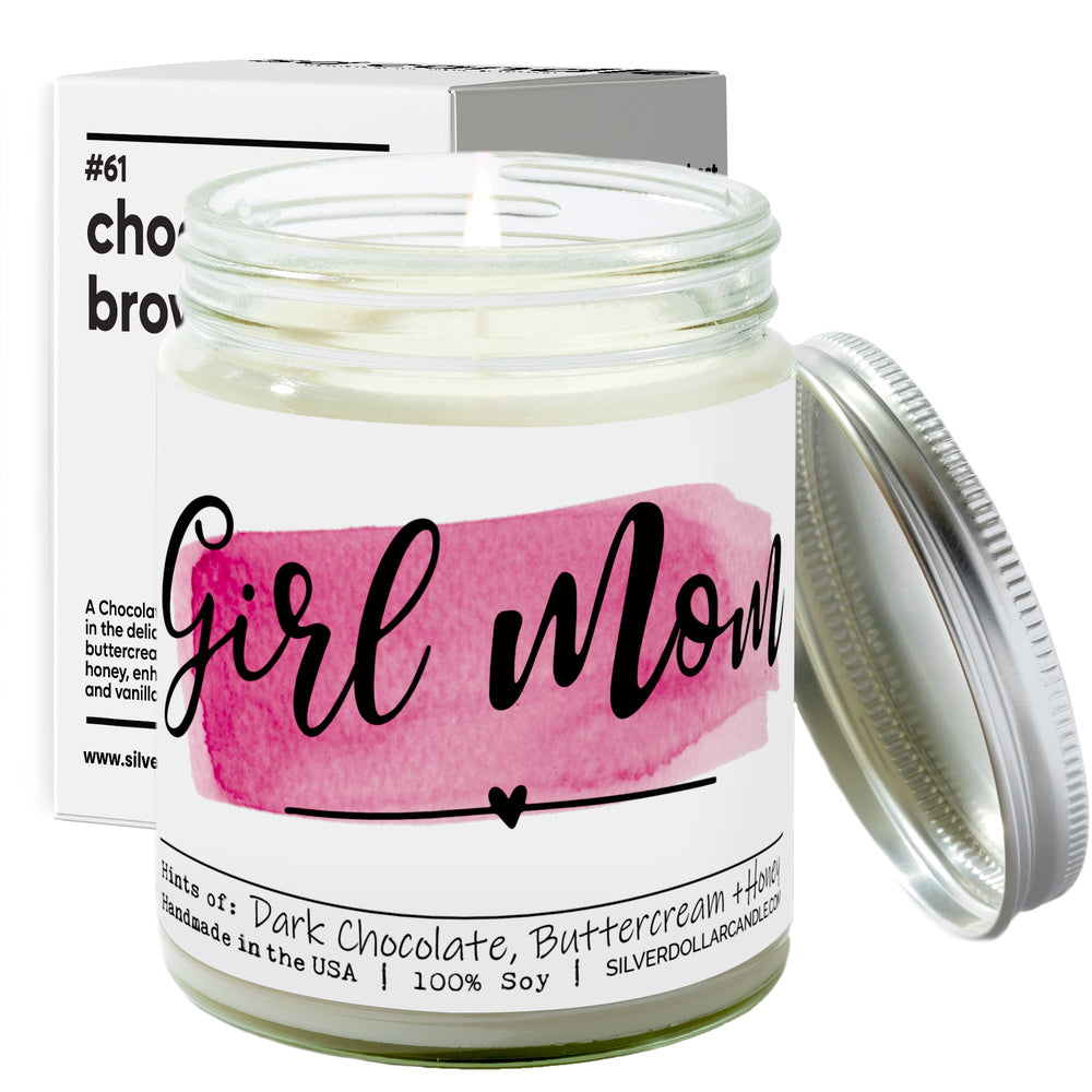 
                  
                    'Girl Mom' Candle for Mom - 9oz Handmade Soy Candle by SD Candle, Chocolate Brownie Scent with Honey & Vanilla Notes, Eco - Friendly, Lead - Free Cotton Wick - Silver Dollar Candle Co all natural soy candle
                  
                