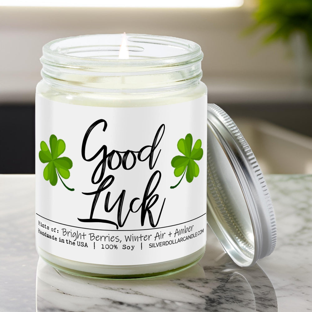 
                  
                    Good Luck Candle - 9oz Soy Wax Candle, Balsam & Berry with Citrus Crisp, Siberian Fir, Hand - Poured in USA, Eco - Friendly - Silver Dollar Candle Co all natural soy candle
                  
                