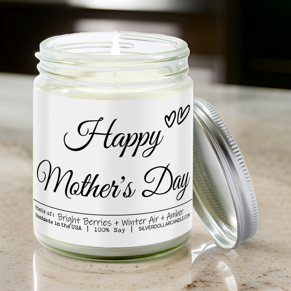 
                  
                    Happy Mother’s Day Candle - Balsam & Berry Scent with Citrus and Fir Notes - 9/16oz 100% All - Natural Handmade Soy Wax Candle - Silver Dollar Candle Co all natural soy candle
                  
                