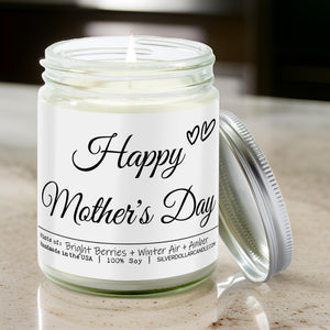 Happy Mother’s Day Candle - Balsam & Berry Scent with Citrus and Fir Notes - 9/16oz 100% All - Natural Handmade Soy Wax Candle - Silver Dollar Candle Co all natural soy candle