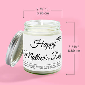 Happy Mother’s Day Candle - Balsam & Berry Scent with Citrus and Fir Notes - 9/16oz 100% All - Natural Handmade Soy Wax Candle - Silver Dollar Candle Co all natural soy candle