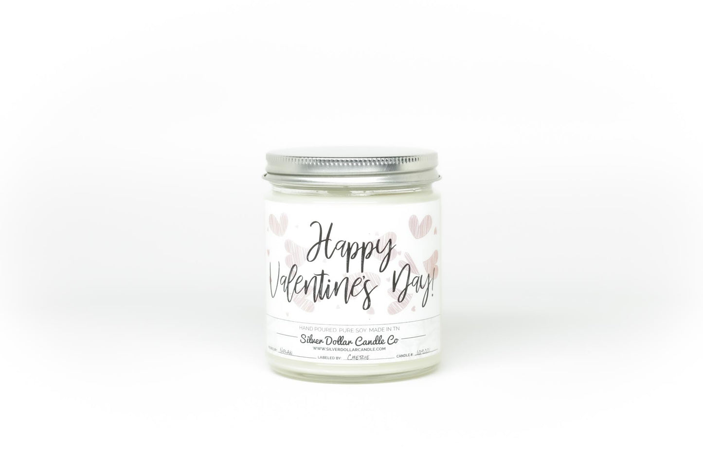 Happy Valentines Day Candle - Happy Valentine's Day Scented Candle - Love/Anniversary/Valentine's Day Candle - 9/16oz 100% All - Natural Handmade Soy Wax Candle - Silver Dollar Candle Co all natural soy candle