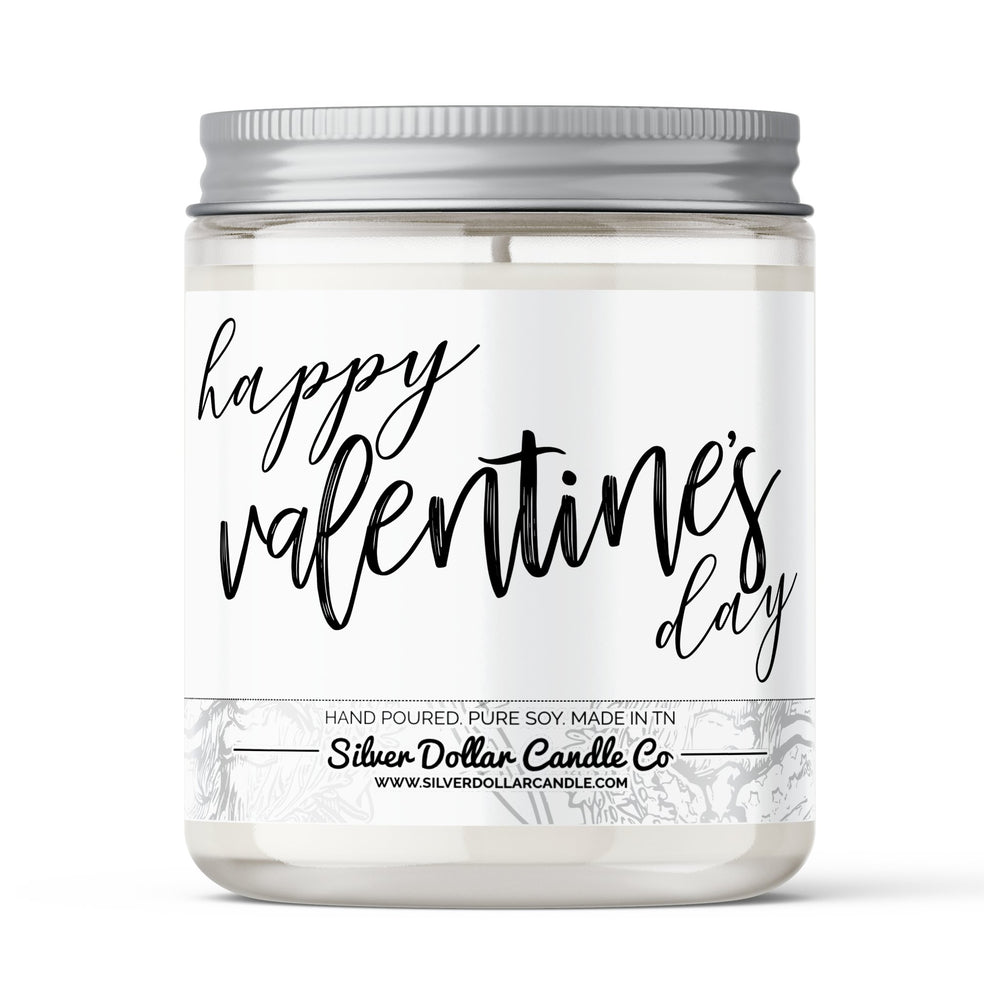 Happy Valentine's Day Scented Candle - Love/Anniversary/Valentine's Day Candle - 9/16oz 100% All - Natural Handmade Soy Wax Candle - Silver Dollar Candle Co all natural soy candle