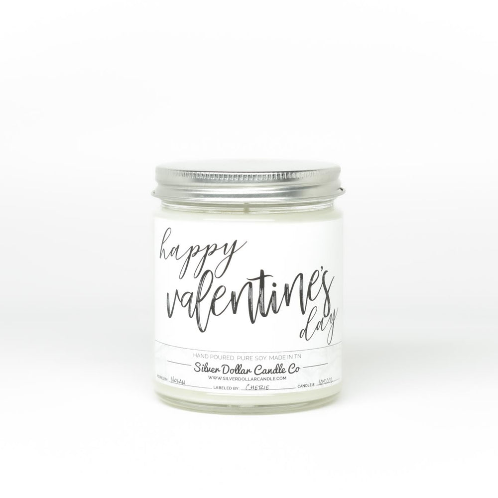 Happy Valentine's Day Scented Candle - Love/Anniversary/Valentine's Day Candle - 9/16oz 100% All - Natural Handmade Soy Wax Candle - Silver Dollar Candle Co all natural soy candle