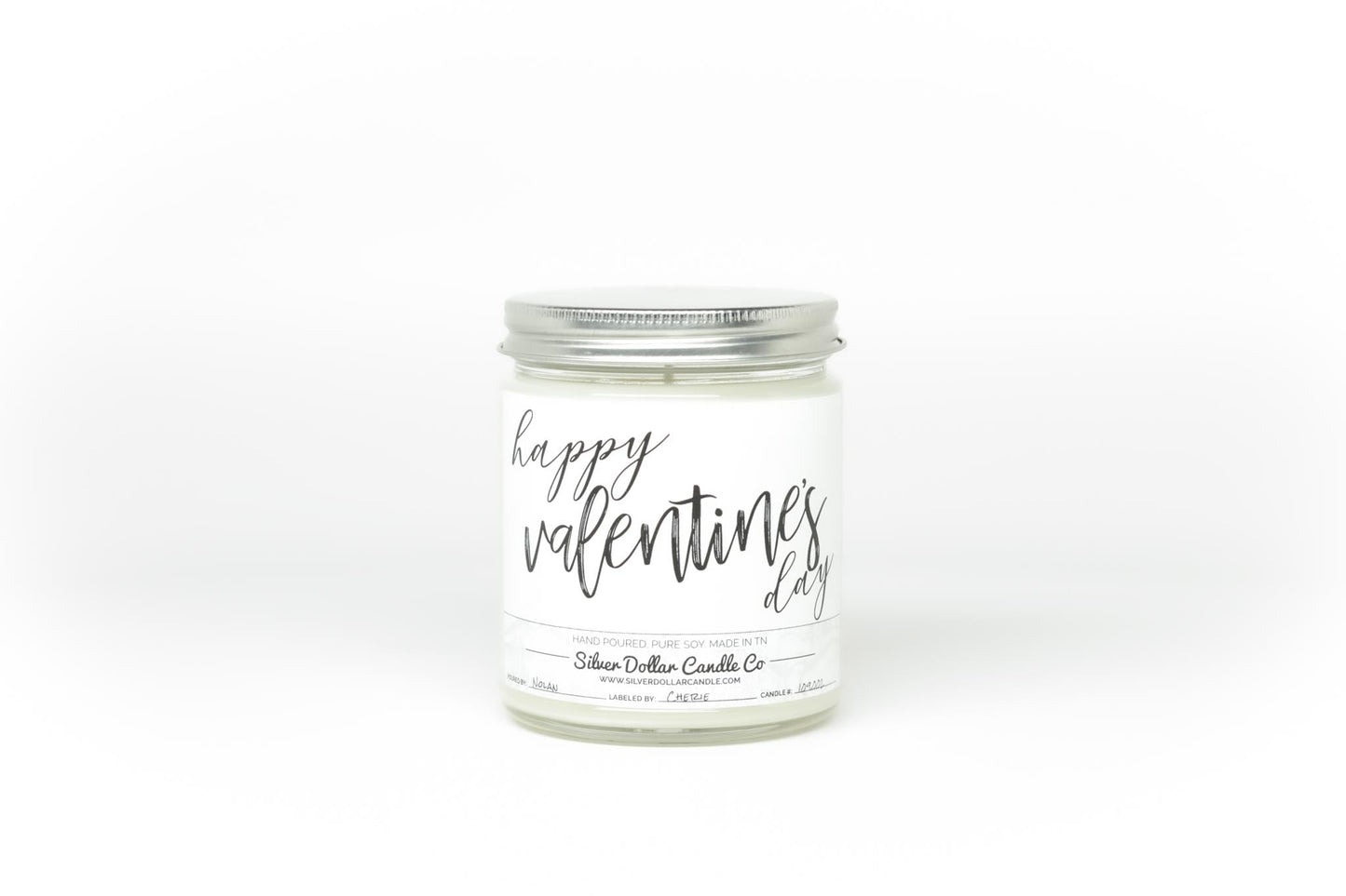 Happy Valentine's Day Scented Candle - Love/Anniversary/Valentine's Day Candle - 9/16oz 100% All - Natural Handmade Soy Wax Candle - Silver Dollar Candle Co all natural soy candle