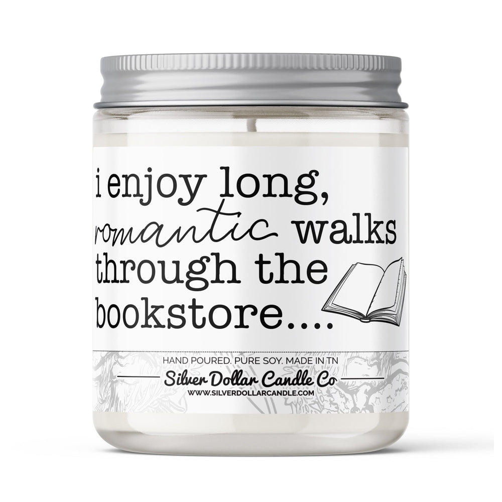 
                  
                    'I Enjoy Long Walks Through The Bookstore' Book Candle - 9/16oz 100% All - Natural Handmade Soy Wax Candle - Silver Dollar Candle Co all natural soy candle
                  
                