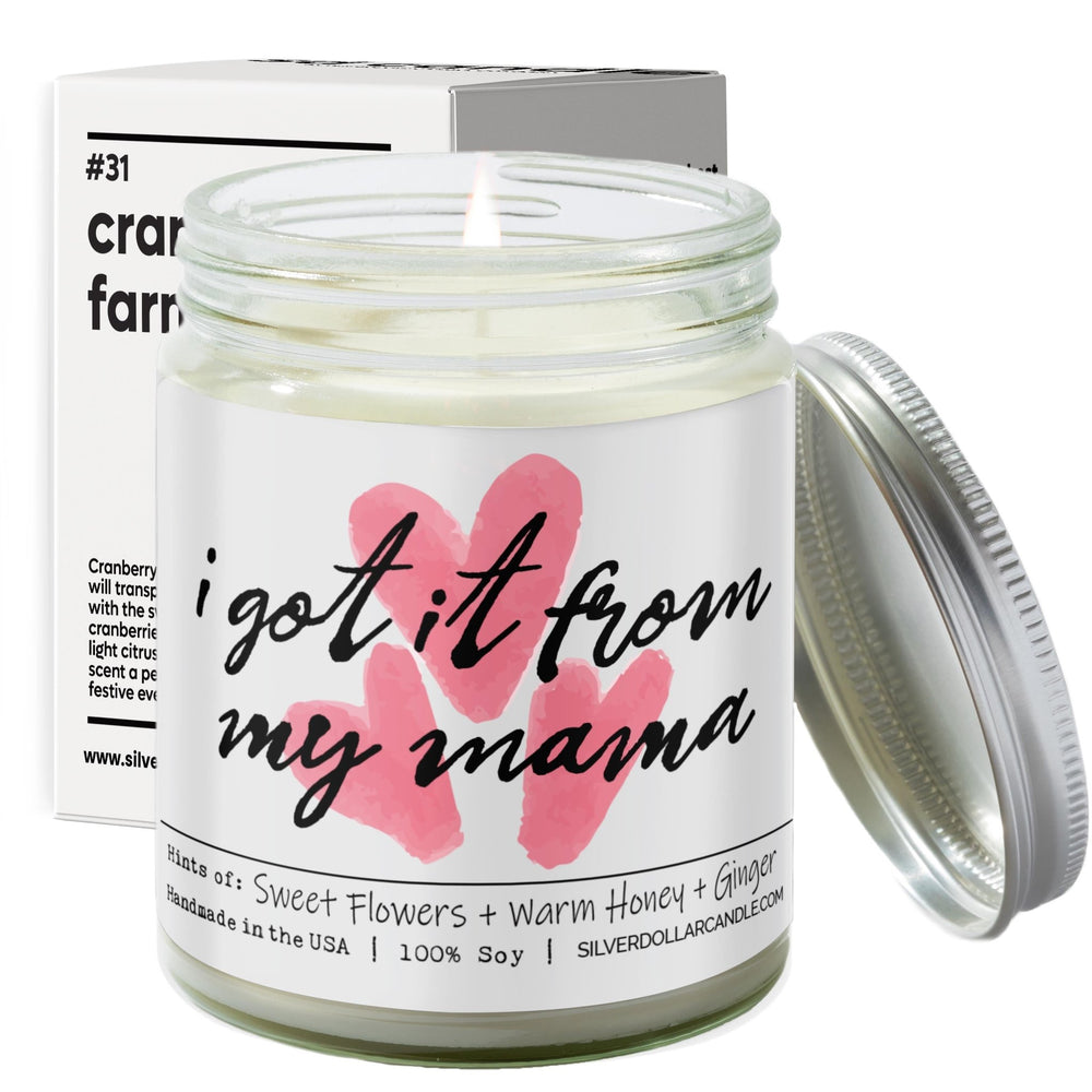 
                  
                    'I got it from my mama' Mom Candle - Sweet Honey & Ginger Scent, All - Natural Soy Wax, Eco - Friendly Cotton Wick - Silver Dollar Candle Co all natural soy candle
                  
                