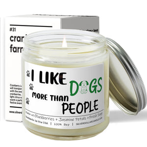 I Like Dogs More Than People Candle | 9/16oz Blackberry Jam Scented Candle - Silver Dollar Candle Co all natural soy candle