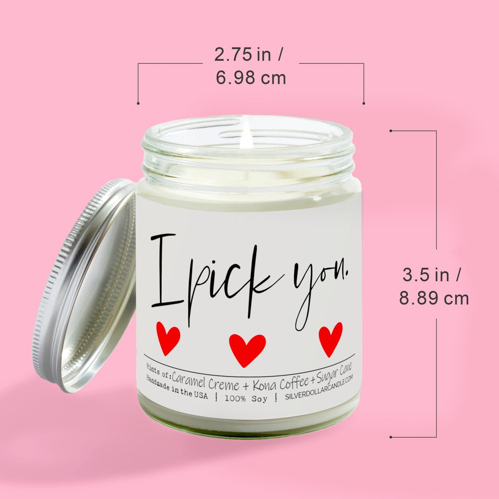 
                  
                    I Pick You - Brazilian Coffee Scented Candle, 9oz Soy Wax with Caramel Crème, Kona Coffee & Sugar Cane - Love/Anniversary/Valentine's Day Candle - 100% All - Natural Handmade Soy Wax Candle - Silver Dollar Candle Co all natural soy candle
                  
                