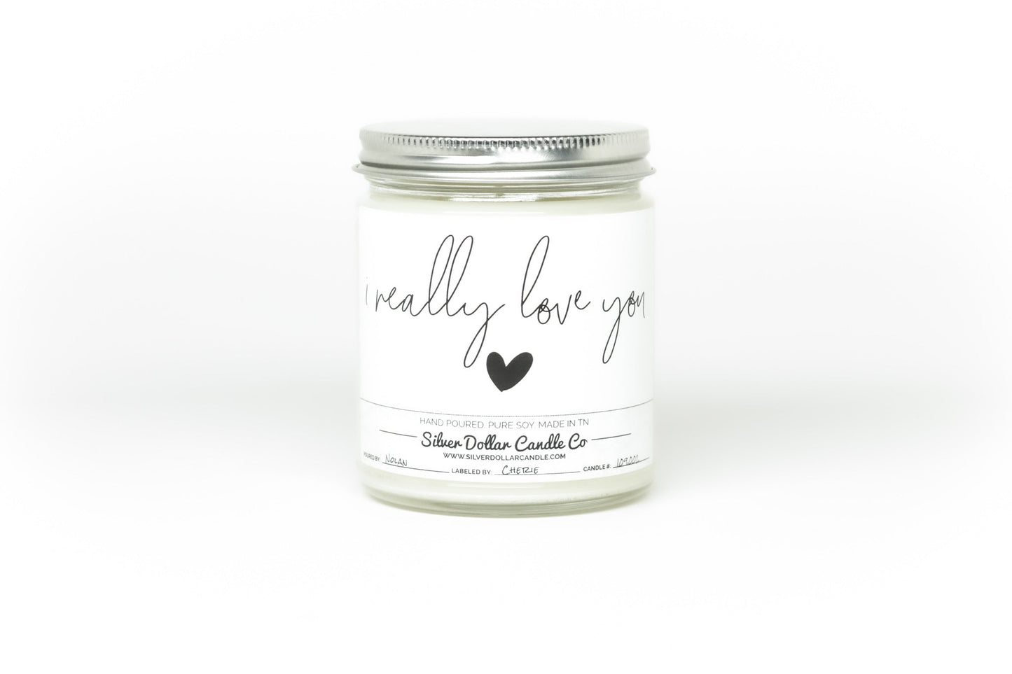 'I Really Love You' Candle - Choose Any Scent - Love/Anniversary/Valentine's Day Candle - 9/16oz 100% All - Natural Handmade Soy Wax Candle - Silver Dollar Candle Co all natural soy candle