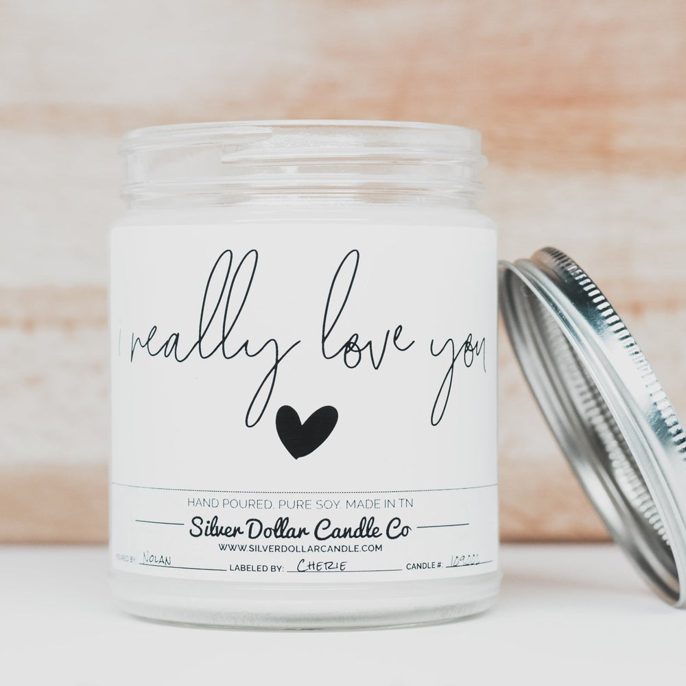 
                  
                    'I Really Love You' Candle - Choose Any Scent - Love/Anniversary/Valentine's Day Candle - 9/16oz 100% All - Natural Handmade Soy Wax Candle - Silver Dollar Candle Co all natural soy candle
                  
                