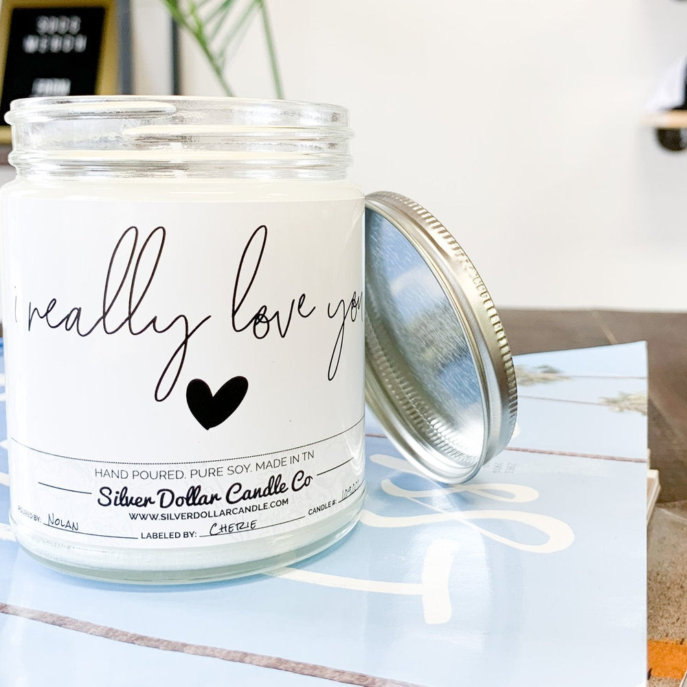 
                  
                    'I Really Love You' Candle - Choose Any Scent - Love/Anniversary/Valentine's Day Candle - 9/16oz 100% All - Natural Handmade Soy Wax Candle - Silver Dollar Candle Co all natural soy candle
                  
                