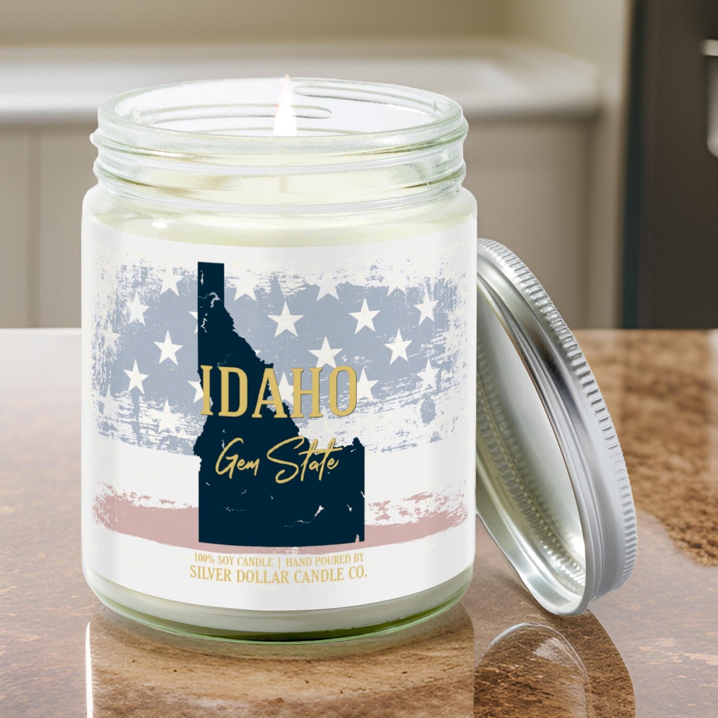 Idaho State Candle - Missing Home and Nostalgia Candle - 9/16oz 100% All - Natural Handmade Soy Wax Candle - Silver Dollar Candle Co all natural soy candle