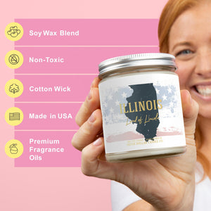 Illinois State Candle - Missing Home and Nostalgia Candle - 9/16oz 100% All - Natural Handmade Soy Wax Candle - Silver Dollar Candle Co all natural soy candle