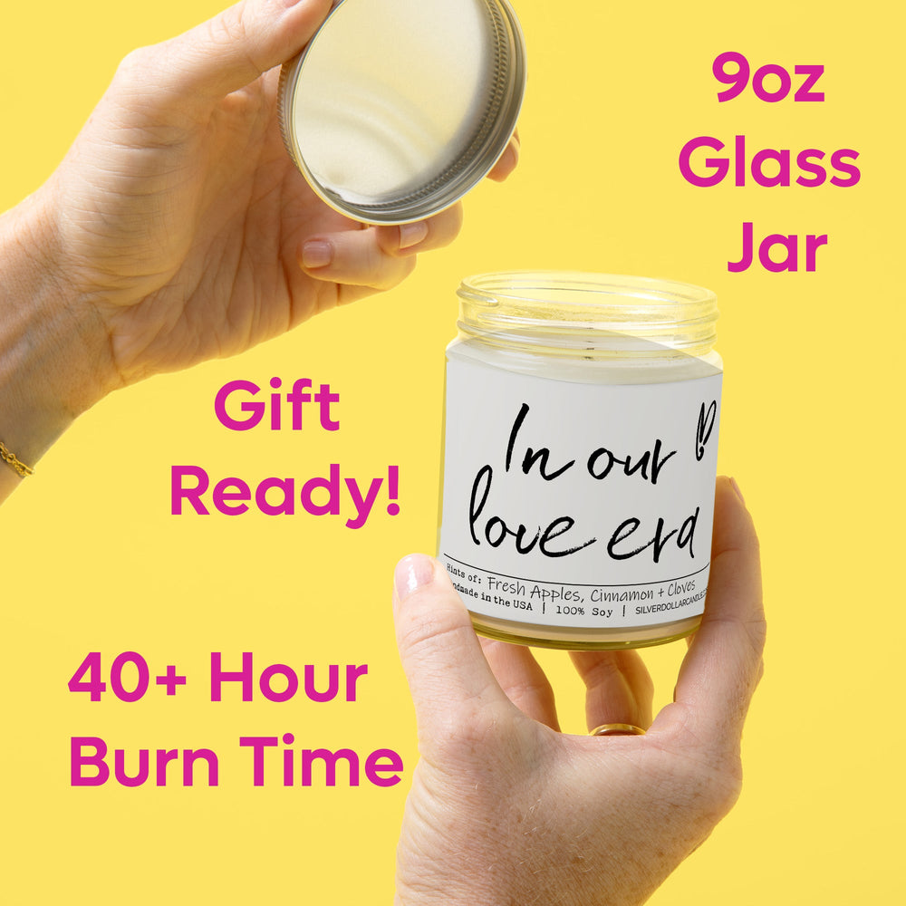 
                  
                    In Our Love Era Candle - Love Candle Collection - Orchard Spice Scented Candle| Apple, Cloves, & Cinnamon - Love/Anniversary/Valentine's Day Candle - 9/16oz 100% All - Natural Handmade Soy Wax Candle - Silver Dollar Candle Co all natural soy candle
                  
                