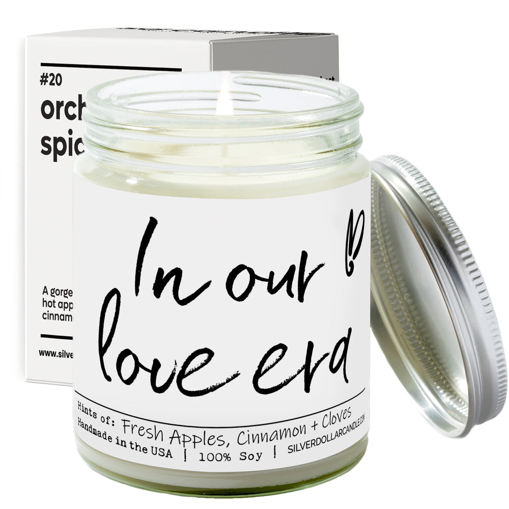 
                  
                    In Our Love Era Candle - Love Candle Collection - Orchard Spice Scented Candle| Apple, Cloves, & Cinnamon - Love/Anniversary/Valentine's Day Candle - 9/16oz 100% All - Natural Handmade Soy Wax Candle - Silver Dollar Candle Co all natural soy candle
                  
                