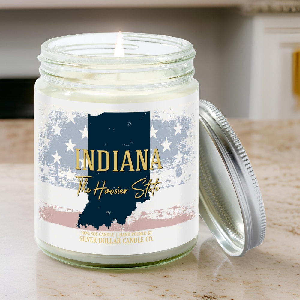 Indiana State Candle - Missing Home and Nostalgia Candle - 9/16oz 100% All - Natural Handmade Soy Wax Candle - Silver Dollar Candle Co all natural soy candle