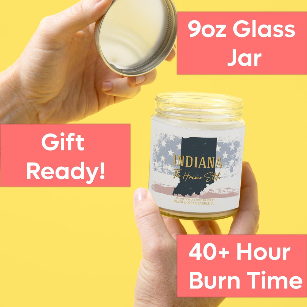 
                  
                    Indiana State Candle - Missing Home and Nostalgia Candle - 9/16oz 100% All - Natural Handmade Soy Wax Candle - Silver Dollar Candle Co all natural soy candle
                  
                