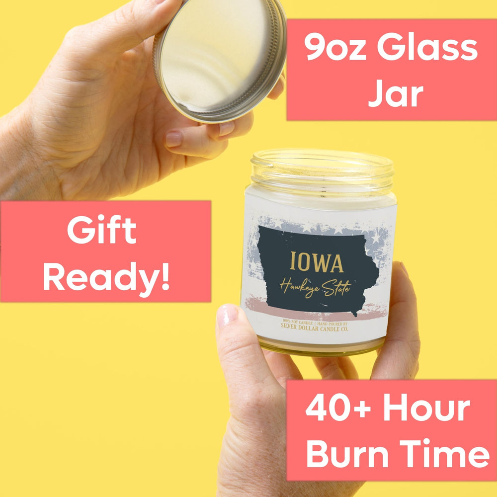 
                  
                    Iowa State Candle - Missing Home and Nostalgia Candle - 9/16oz 100% All - Natural Handmade Soy Wax Candle - Silver Dollar Candle Co all natural soy candle
                  
                