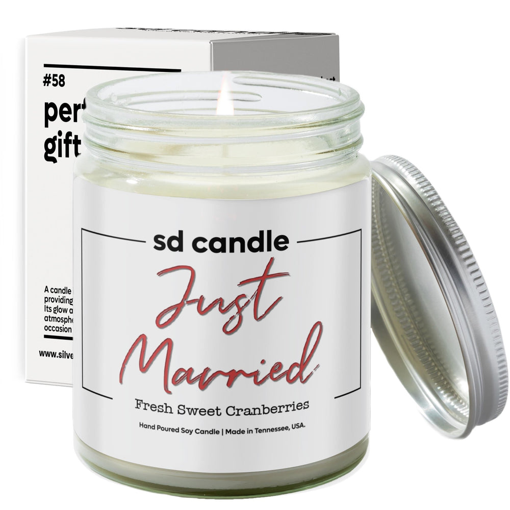 
                  
                    Just Married Candle - 9/16oz 100% All - Natural Handmade Soy Wax Candle - Silver Dollar Candle Co all natural soy candle
                  
                