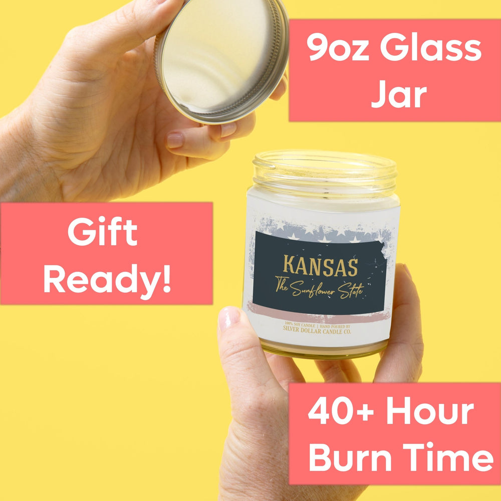 
                  
                    Kansas State Candle - Missing Home and Nostalgia Candle - 9/16oz 100% All - Natural Handmade Soy Wax Candle - Silver Dollar Candle Co all natural soy candle
                  
                