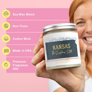 Kansas State Candle - Missing Home and Nostalgia Candle - 9/16oz 100% All - Natural Handmade Soy Wax Candle - Silver Dollar Candle Co all natural soy candle