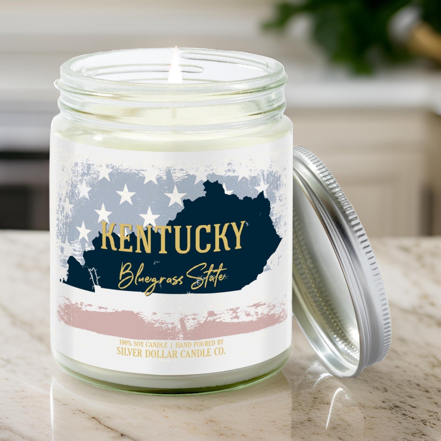 Kentucky State Candle - Missing Home and Nostalgia Candle - 9/16oz 100% All - Natural Handmade Soy Wax Candle - Silver Dollar Candle Co all natural soy candle