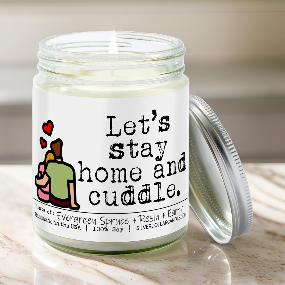 
                  
                    'Let’s Stay Home and Cuddle' New Home Candle - Fresh Cut Christmas Tree Scented Candle, 9oz Soy Wax, Evergreen & Earth Notes, Hand - Poured, Eco - Friendly | SD Candle - Silver Dollar Candle Co all natural soy candle
                  
                