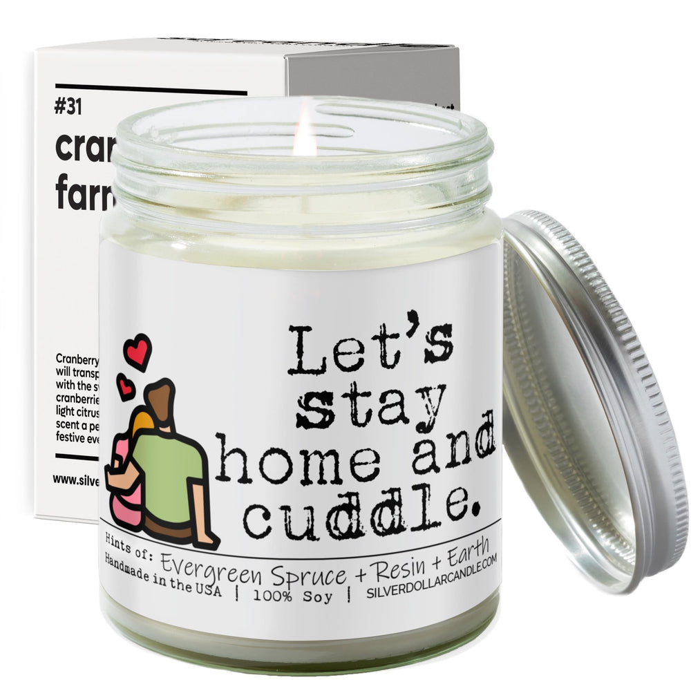 
                  
                    'Let’s Stay Home and Cuddle' New Home Candle - Fresh Cut Christmas Tree Scented Candle, 9oz Soy Wax, Evergreen & Earth Notes, Hand - Poured, Eco - Friendly | SD Candle - Silver Dollar Candle Co all natural soy candle
                  
                