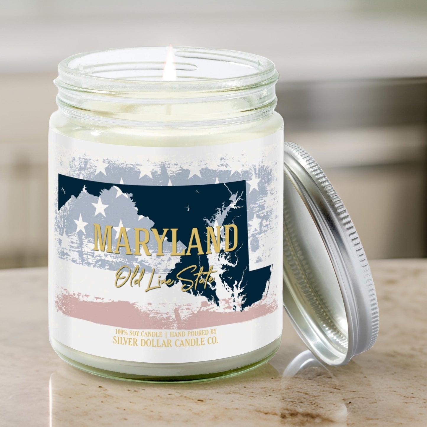 Maryland State Candle - Missing Home and Nostalgia Candle - 9/16oz 100% All - Natural Handmade Soy Wax Candle - Silver Dollar Candle Co all natural soy candle