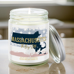 Massachusetts State Candle - Missing Home and Nostalgia Candle - 9/16oz 100% All - Natural Handmade Soy Wax Candle - Silver Dollar Candle Co all natural soy candle