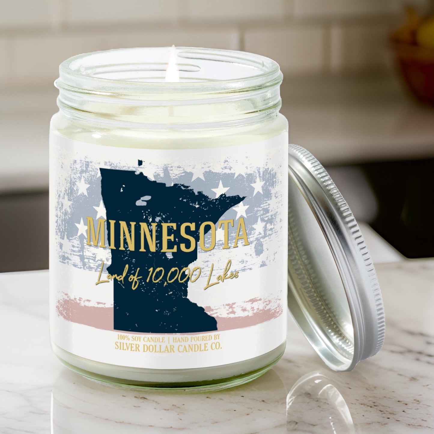 Minnesota State Candle - Missing Home and Nostalgia Candle - 9/16oz 100% All - Natural Handmade Soy Wax Candle - Silver Dollar Candle Co all natural soy candle