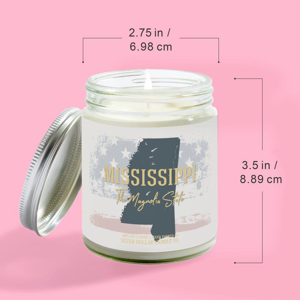 
                  
                    Mississippi State Candle - Missing Home and Nostalgia Candle - 9/16oz 100% All - Natural Handmade Soy Wax Candle - Silver Dollar Candle Co all natural soy candle
                  
                