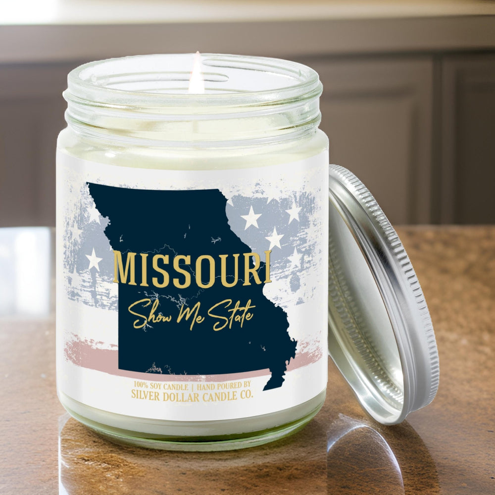 Missouri State Candle - Missing Home and Nostalgia Candle - 9/16oz 100% All - Natural Handmade Soy Wax Candle - Silver Dollar Candle Co all natural soy candle