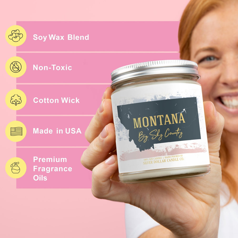 
                  
                    Montana State Candle - Missing Home and Nostalgia Candle - 9/16oz 100% All - Natural Handmade Soy Wax Candle - Silver Dollar Candle Co all natural soy candle
                  
                