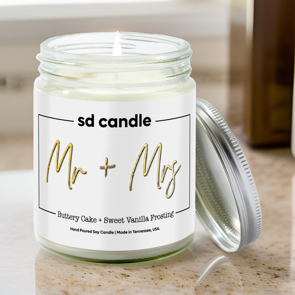 
                  
                    Mr & Mrs Candle - 9/16oz 100% All - Natural Handmade Soy Wax Wedding Candle - Silver Dollar Candle Co all natural soy candle
                  
                