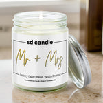 Mr & Mrs Candle - 9/16oz 100% All - Natural Handmade Soy Wax Wedding Candle - Silver Dollar Candle Co all natural soy candle