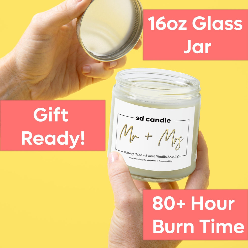 
                  
                    Mr & Mrs Candle - 9/16oz 100% All - Natural Handmade Soy Wax Wedding Candle - Silver Dollar Candle Co all natural soy candle
                  
                