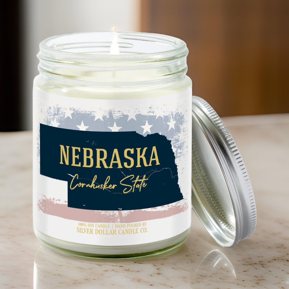 
                  
                    Nebraska State Candle - Missing Home and Nostalgia Candle - 9/16oz 100% All - Natural Handmade Soy Wax Candle - Silver Dollar Candle Co all natural soy candle
                  
                