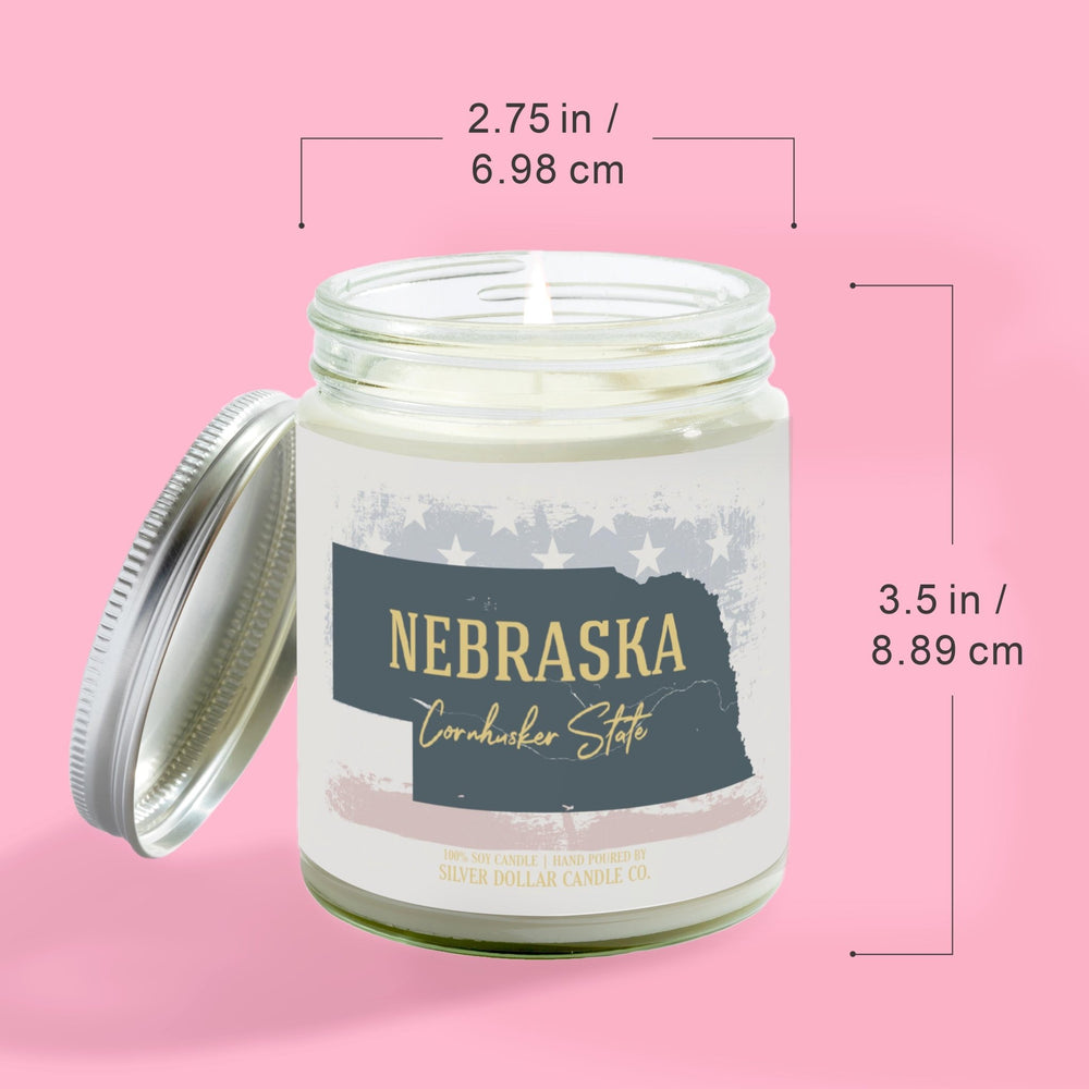 
                  
                    Nebraska State Candle - Missing Home and Nostalgia Candle - 9/16oz 100% All - Natural Handmade Soy Wax Candle - Silver Dollar Candle Co all natural soy candle
                  
                