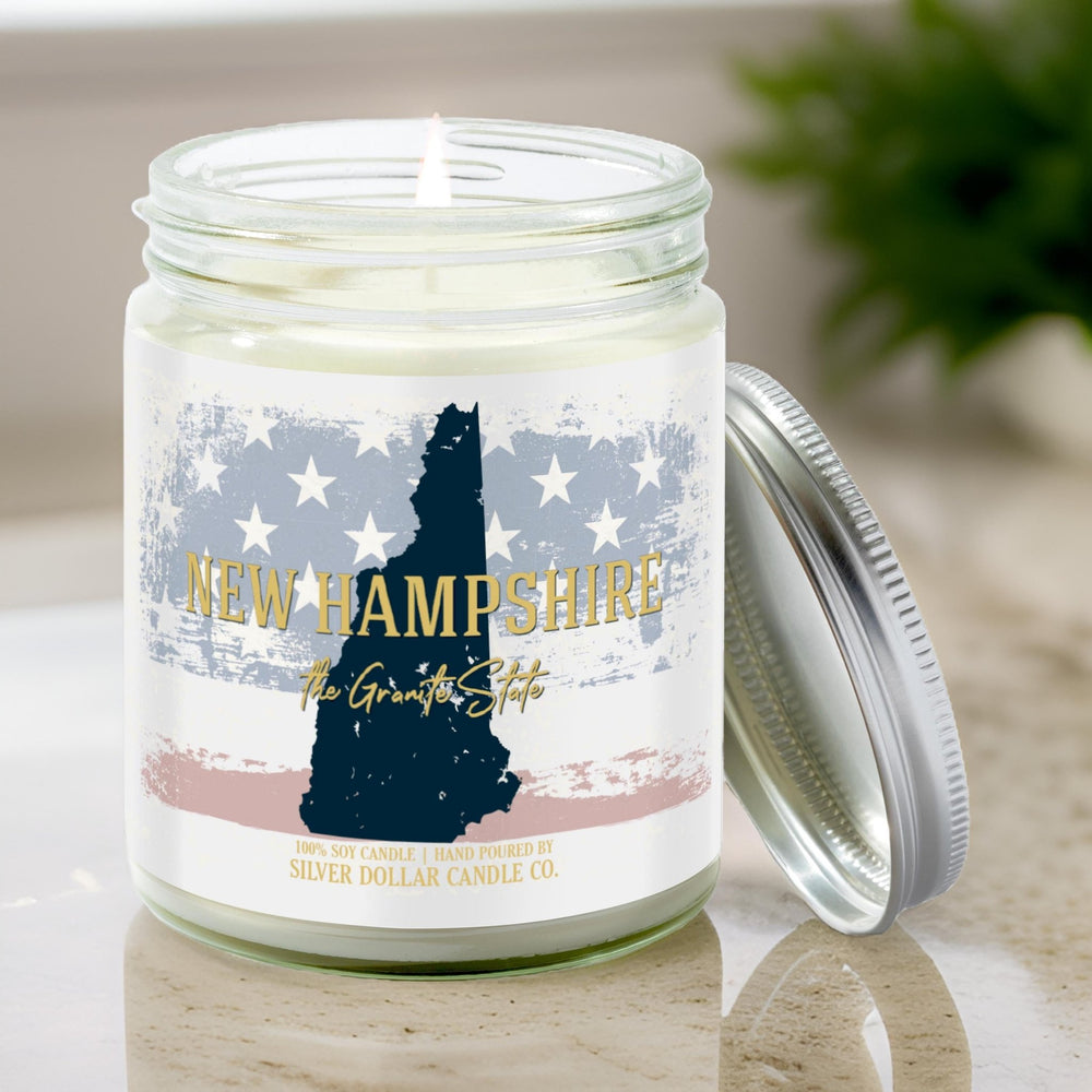 
                  
                    New Hampshire State Candle - Missing Home and Nostalgia Candle - 9/16oz 100% All - Natural Handmade Soy Wax Candle - Silver Dollar Candle Co all natural soy candle
                  
                