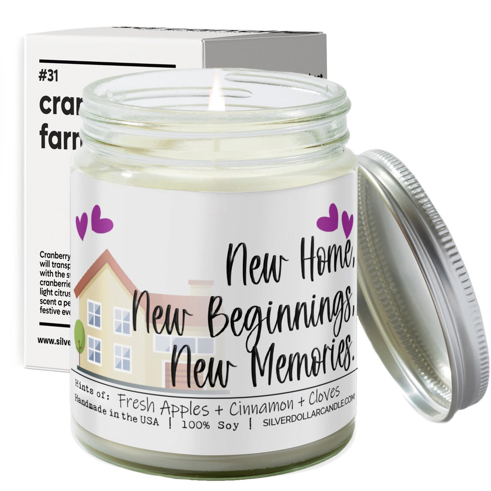 
                  
                    New Home, New Beginnings, New Memories - New Home Candle - Orchard Spice Scented Candle - 9/16oz 100% All - Natural Handmade Soy Wax Candle - Silver Dollar Candle Co all natural soy candle
                  
                