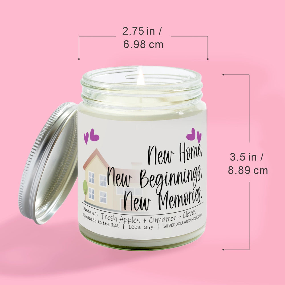 
                  
                    New Home, New Beginnings, New Memories - New Home Candle - Orchard Spice Scented Candle - 9/16oz 100% All - Natural Handmade Soy Wax Candle - Silver Dollar Candle Co all natural soy candle
                  
                