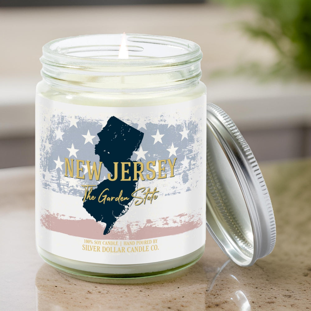 
                  
                    New Jersey State Candle - Missing Home and Nostalgia Candle - 9/16oz 100% All - Natural Handmade Soy Wax Candle - Silver Dollar Candle Co all natural soy candle
                  
                